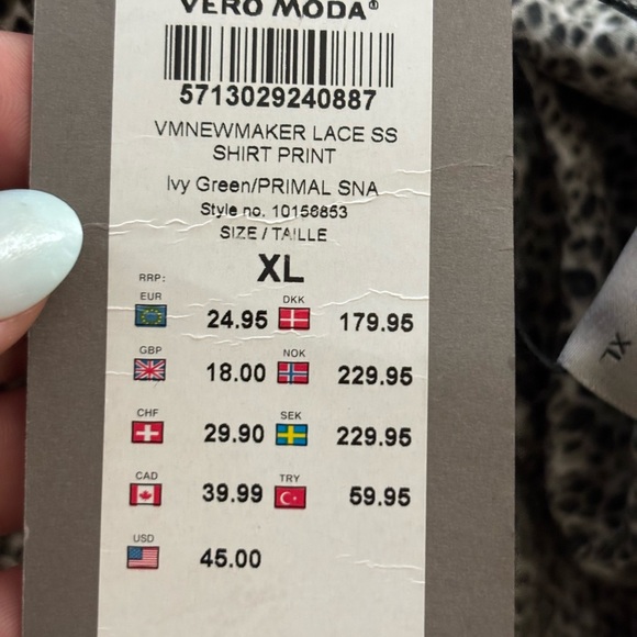 VERO MODA NWT Animal Print & Lace Hem Blouse - Picture 6 of 9